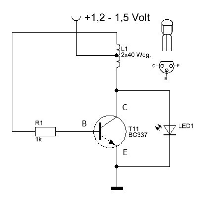 LED mit 1,5 Volt betreiben: Schaltbild der LED-Schaltung