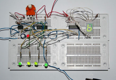 Binär-Dezimalzähler BCD-Zählerschaltung mit LED-Display