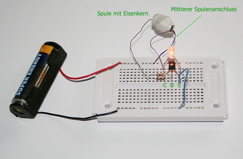 LED mit 1,5 Volt betreiben, eine Breadboard-Schaltung