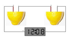 Eine Uhr an der Zitronenbatterie betreiben