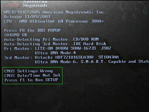 Fehlermeldung CMOS-Error beim Starten des Computers: Batterie für CMOS-RAM ist leer