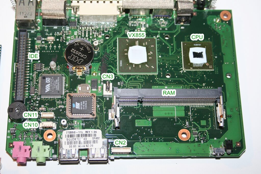 Mainboard Wyse CX0 mit internen und externen Anschlüssen